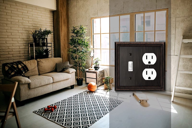 Henne Bery Sunken Pearls Decorative Wall Plate Switch Plate Outlet Cover (Toggle/Duplex, Aged Bronze) - Image 4